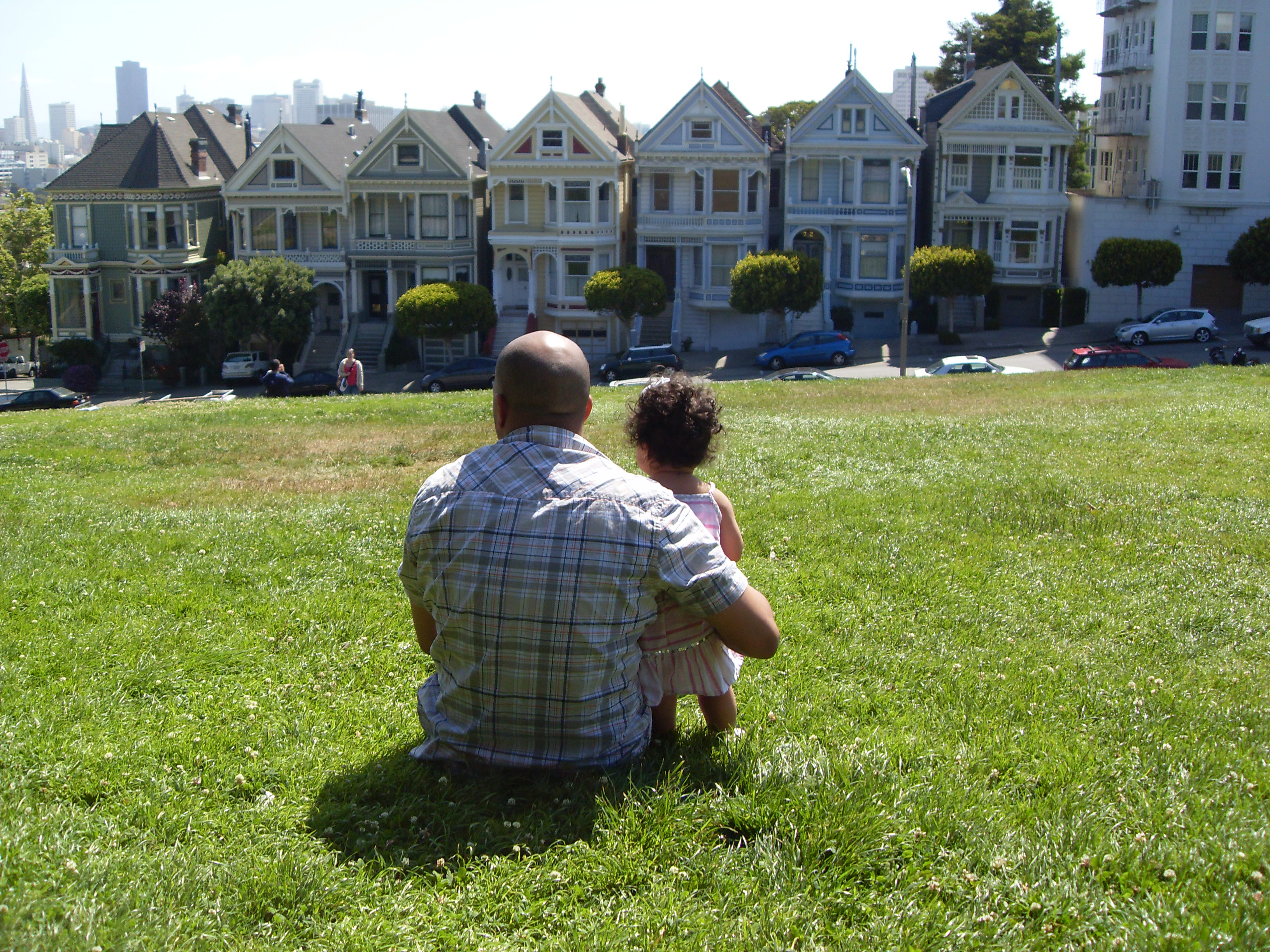 Father and daughter at Alamo Square