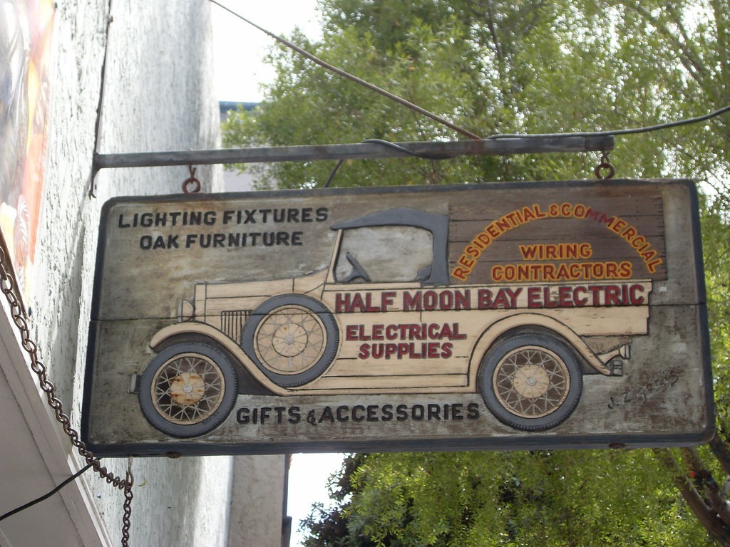 Half Moon Bay Electric Sign
