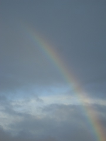 Rainbow in cloudy sky