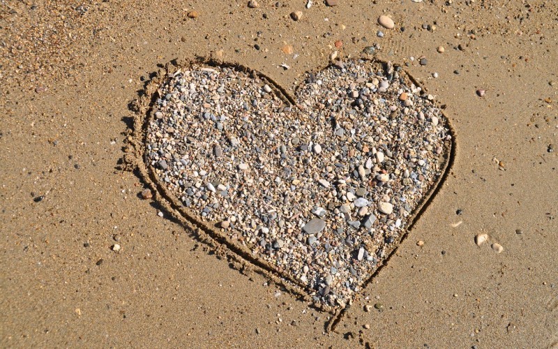 Heart in sand