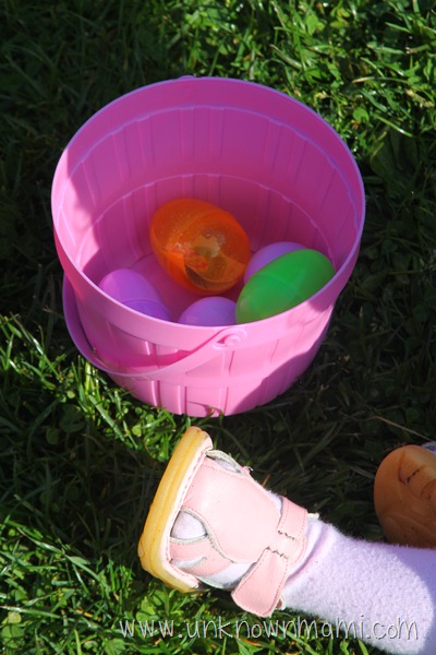 Plastic bucket with eggs