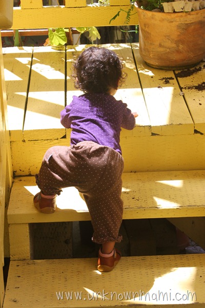 Baby on stairs