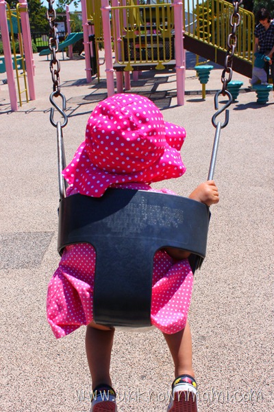 Baby in bucket swing