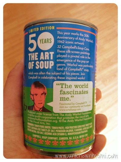 Andy Warhol commemorative can of Campbell's soup.