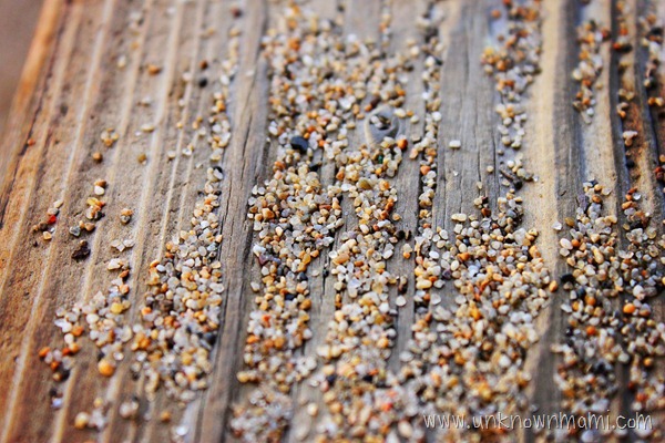 Sand on wood