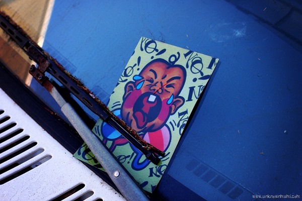 Postcard on windshield
