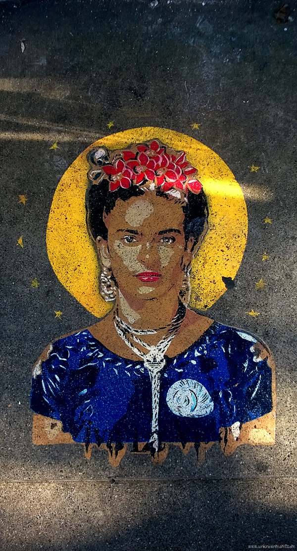 Frida Kahlo painted on the sidewalk