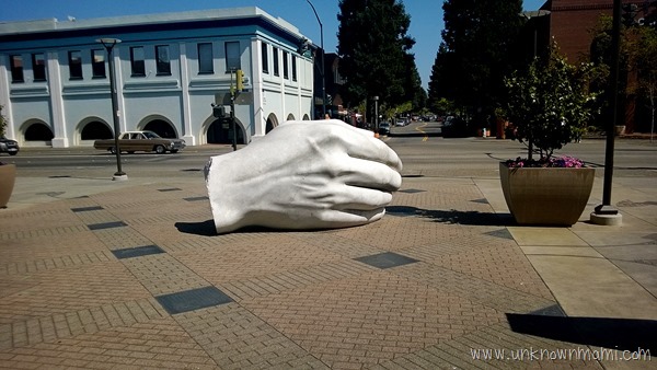 White hand in downtown Santa Rosa, CA.