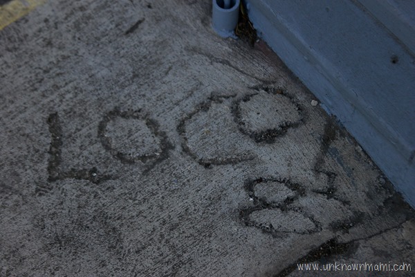 Loco on the sidewalk