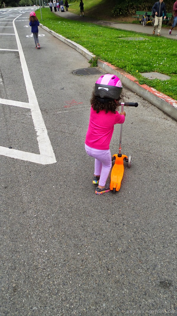 Riding scooters in Golden Gate Park