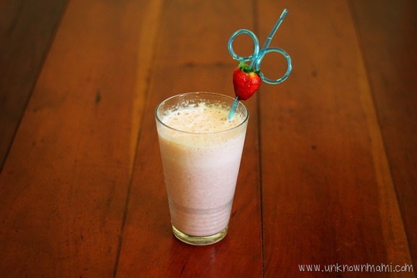 Strawberry-banana and milk smoothie