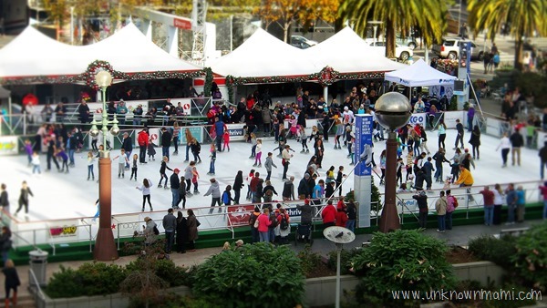 Ice skating in SF Union square