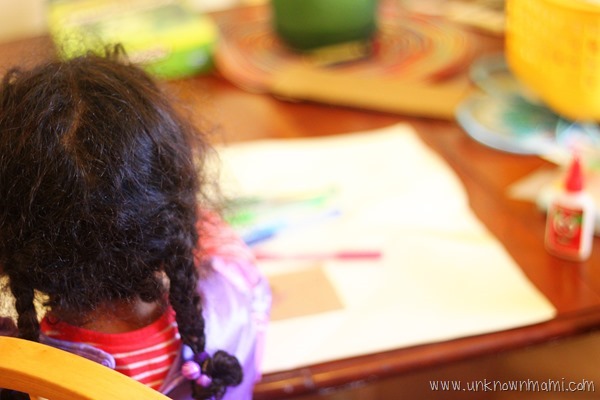 Child making art