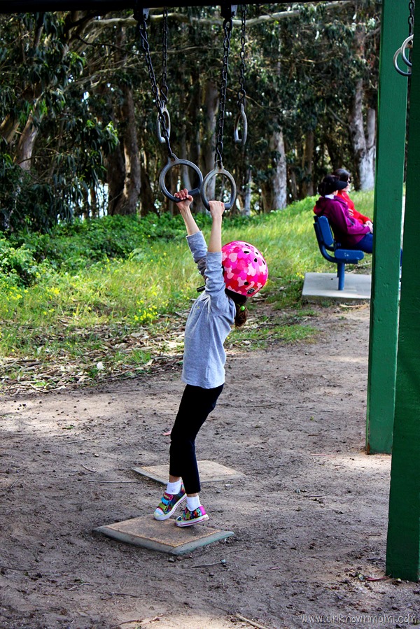Pull-up rings on obstacle course around Lake Merced