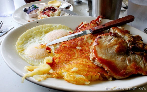 Pork chops and eggs at Eddie's Cafe