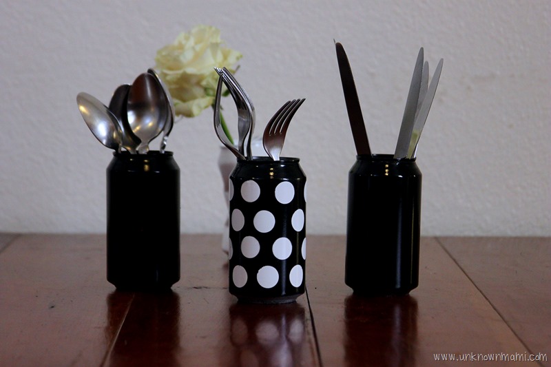 Aluminum can craft utensil holders