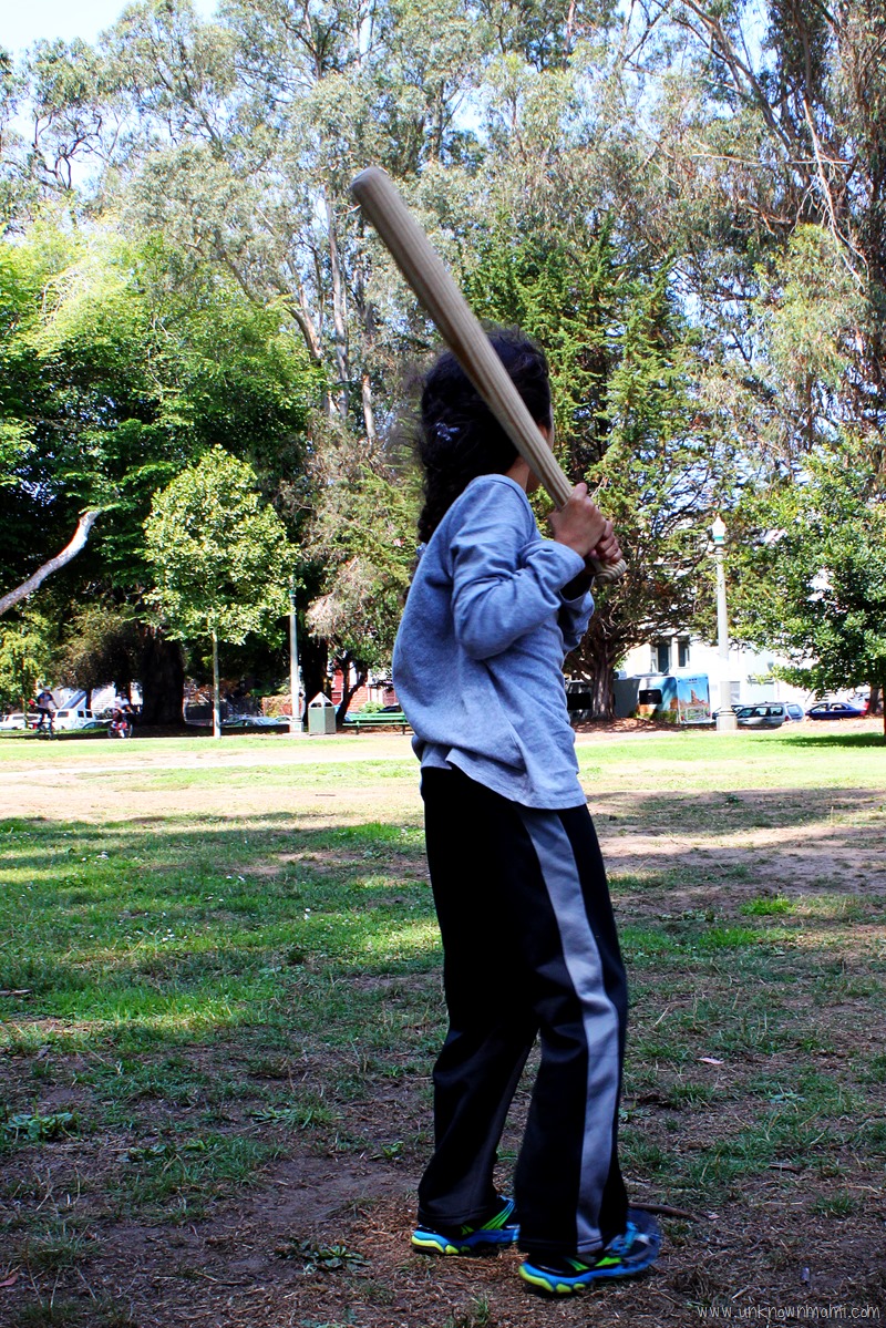 practicing with a bat