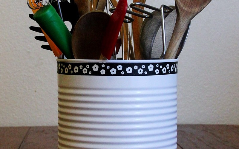 Tin Can Utensil Holder