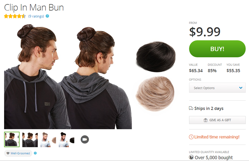 Clip-on-man-bun clip on man bun