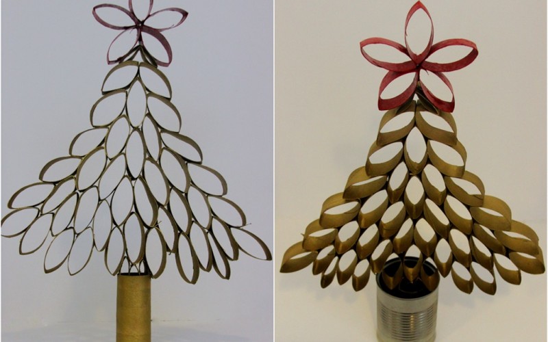 Christmas tree toilet paper roll craft