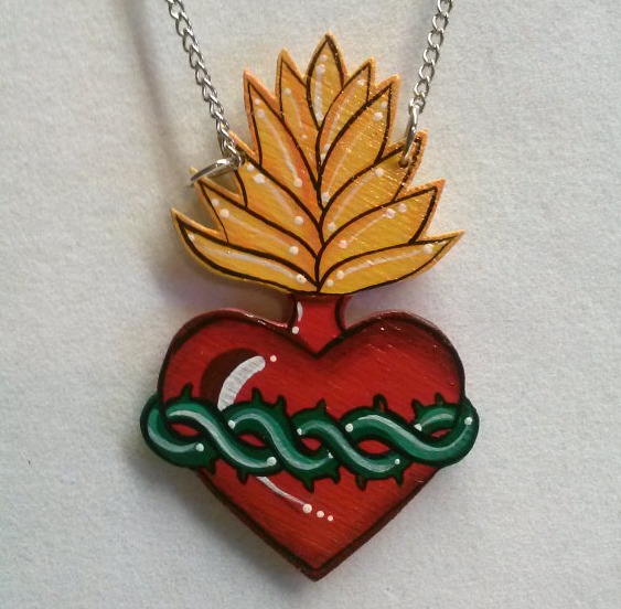 Sacred-heart-wood-cutout-necklace-artgirlcathy-etsy