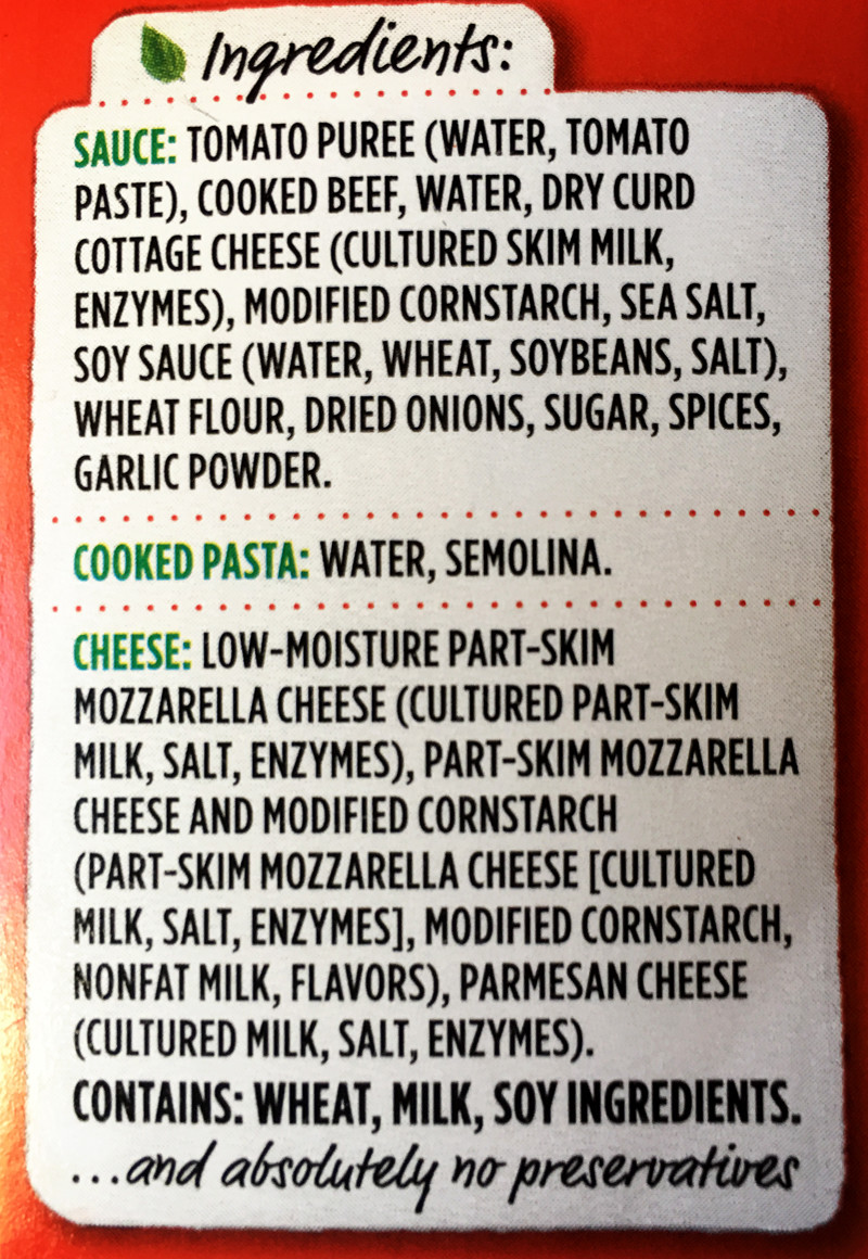 stouffers lasagna ingredients list