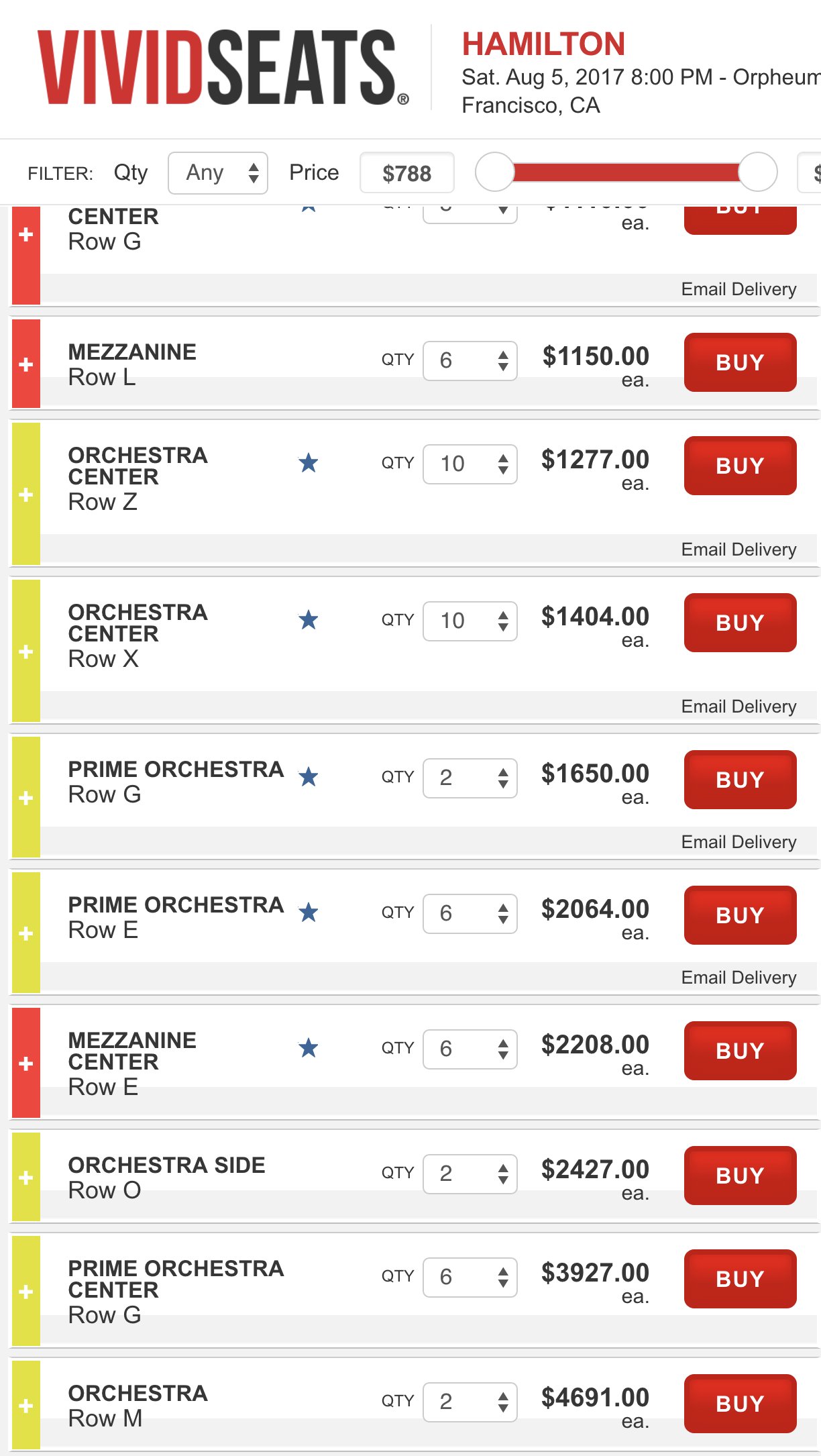 Hamilton tickets via VividSeats