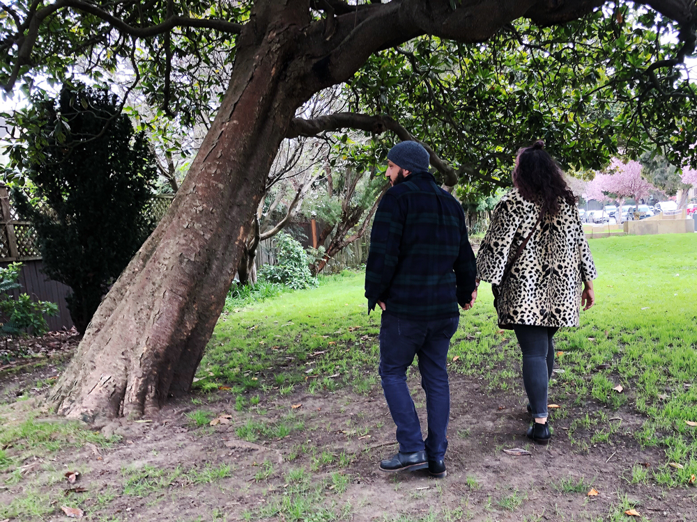 Couple walking hand in hand