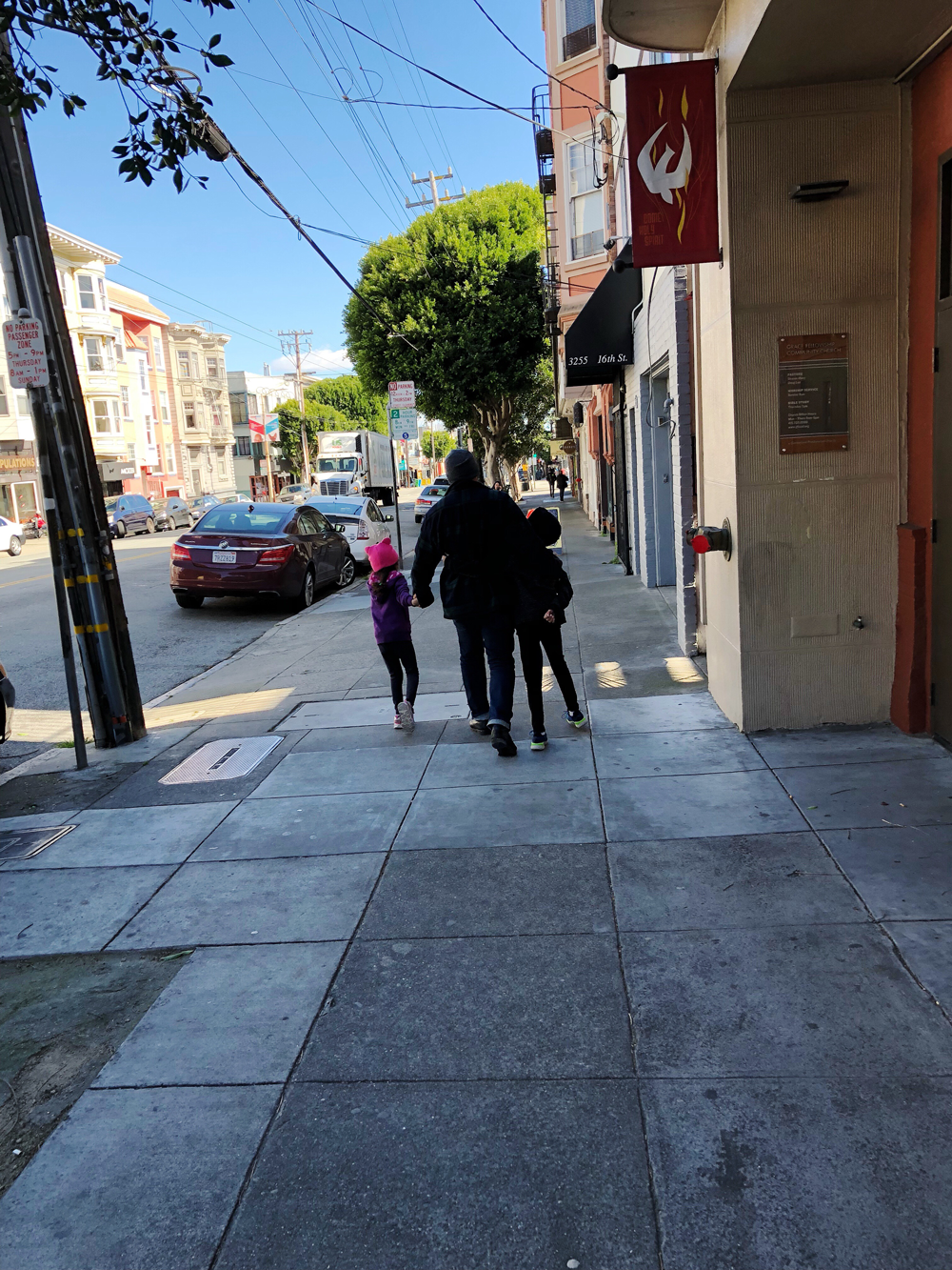 Family walking in San Francisco