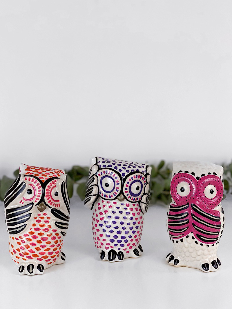 DIY Hand-Painted Day of the Dead Owls