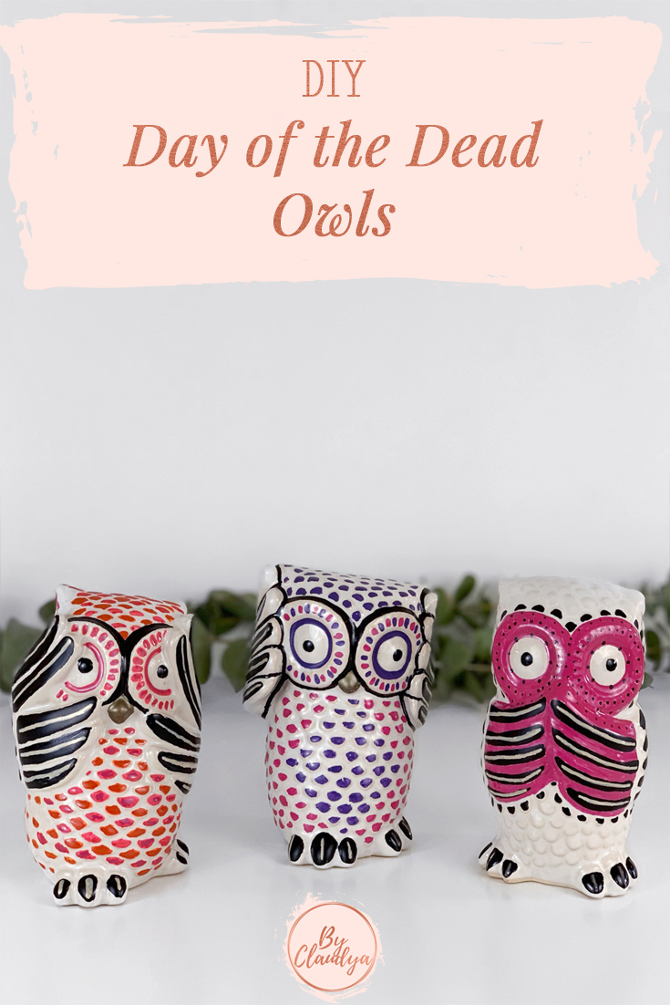 DIY Hand-Painted Day of the Dead Owls