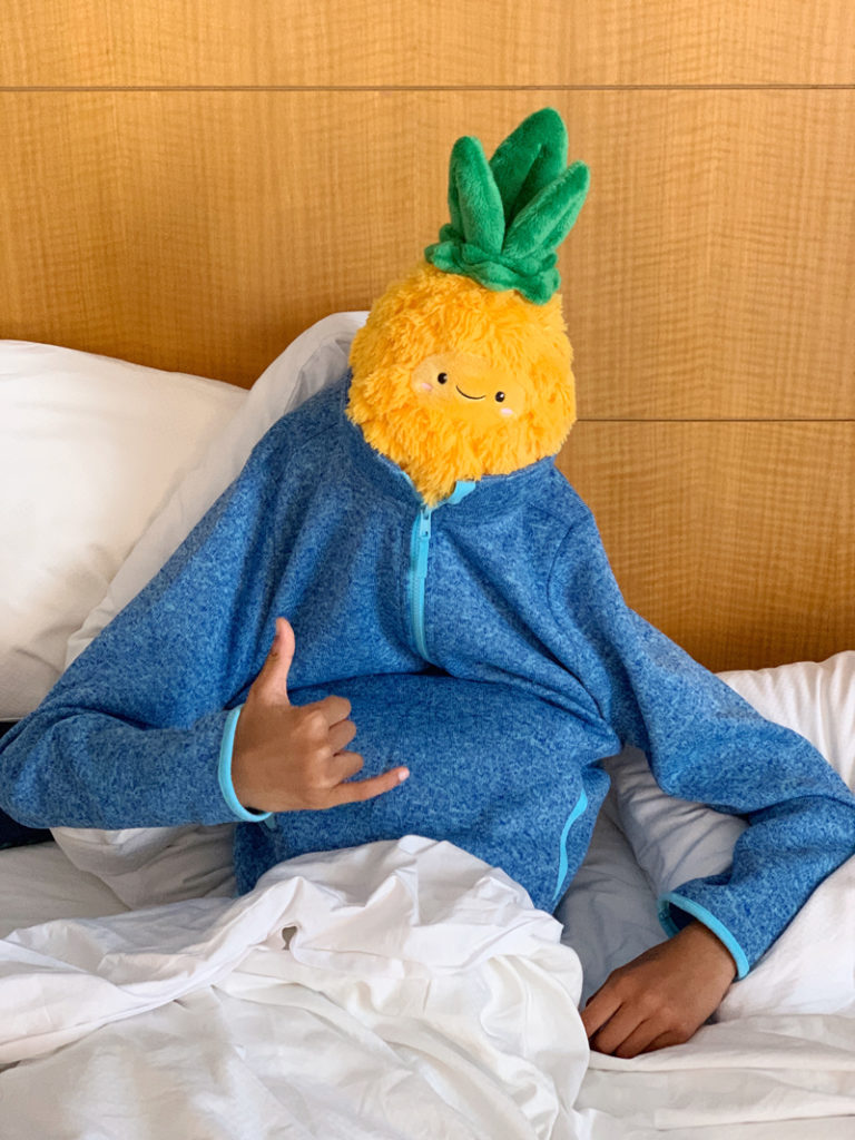 Kid with pineapple head